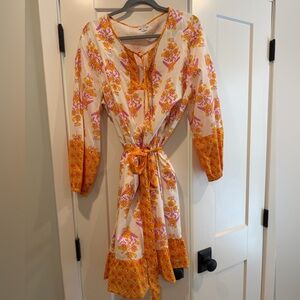 J. Crew Factory Floral Orange and Pink Dress